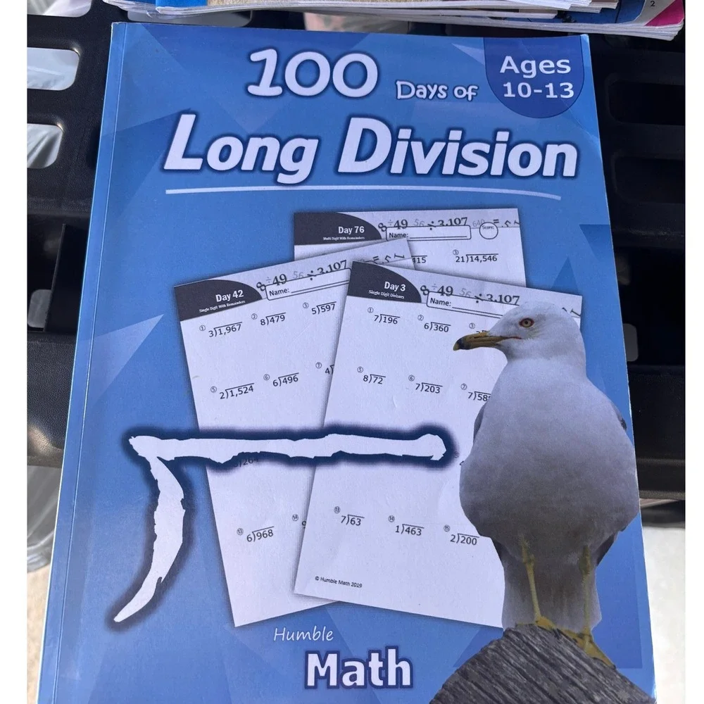 Humble Math Long Division Workbook Ages 10-13 Blue 100 Days Practice